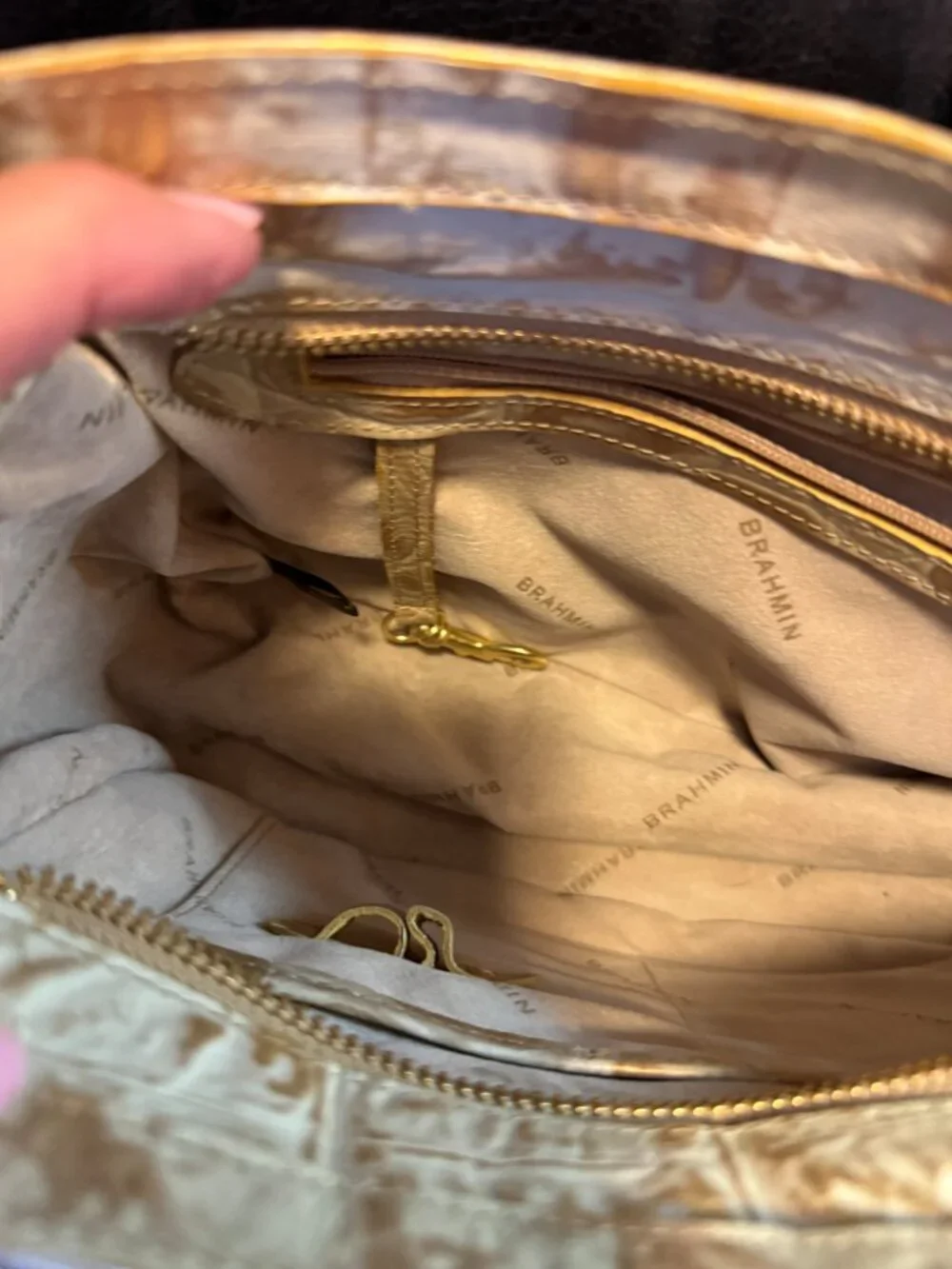 Vintage Brahmin Medium Christine (?) Champagne Orinoco Shoulder Bag